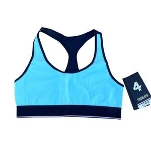 Fourlaps Re-Up Sports Bra Aqua and Navy Racerback Activewear‎ NWT